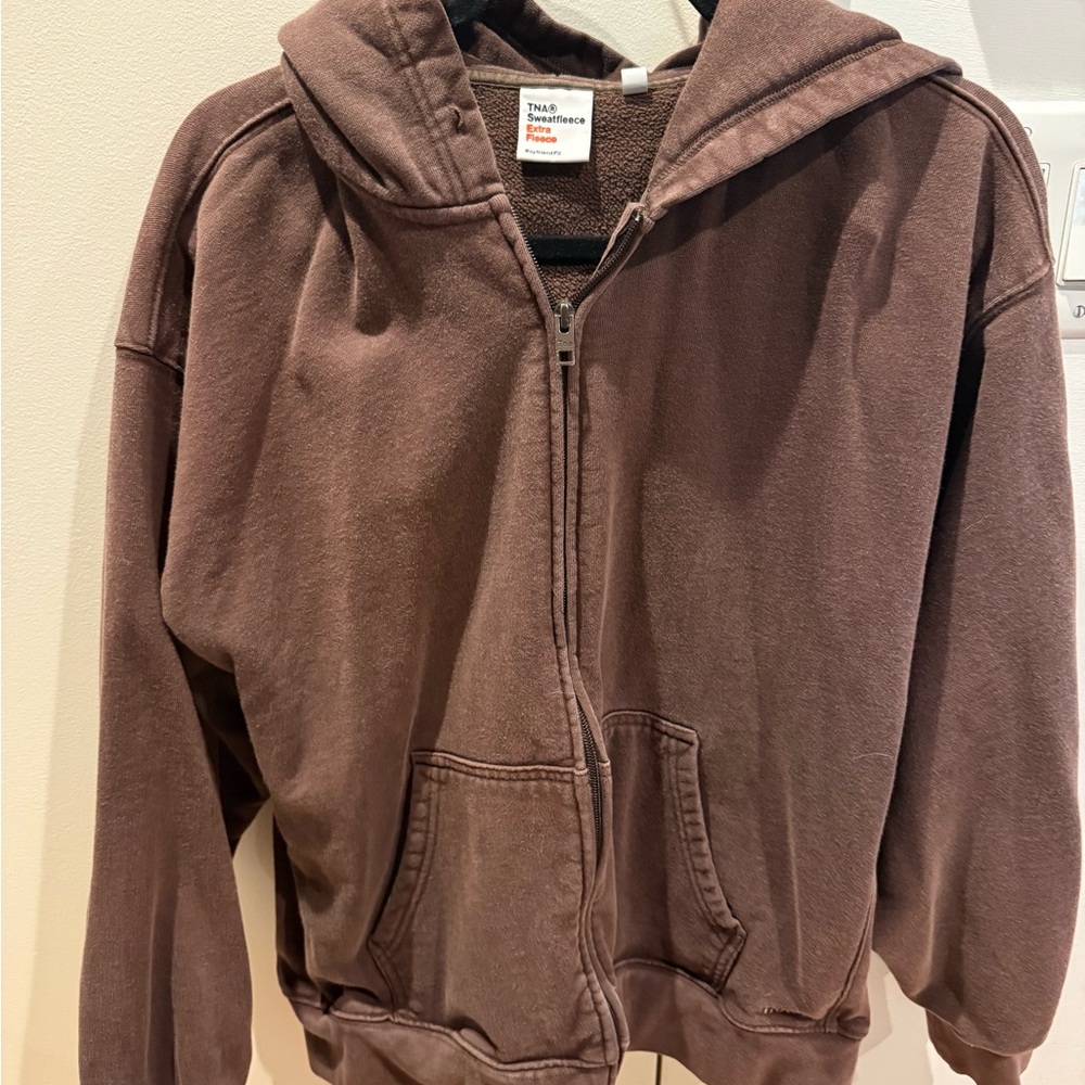 Aritzia TNA Brown Zip-Up Hoodie Jacket